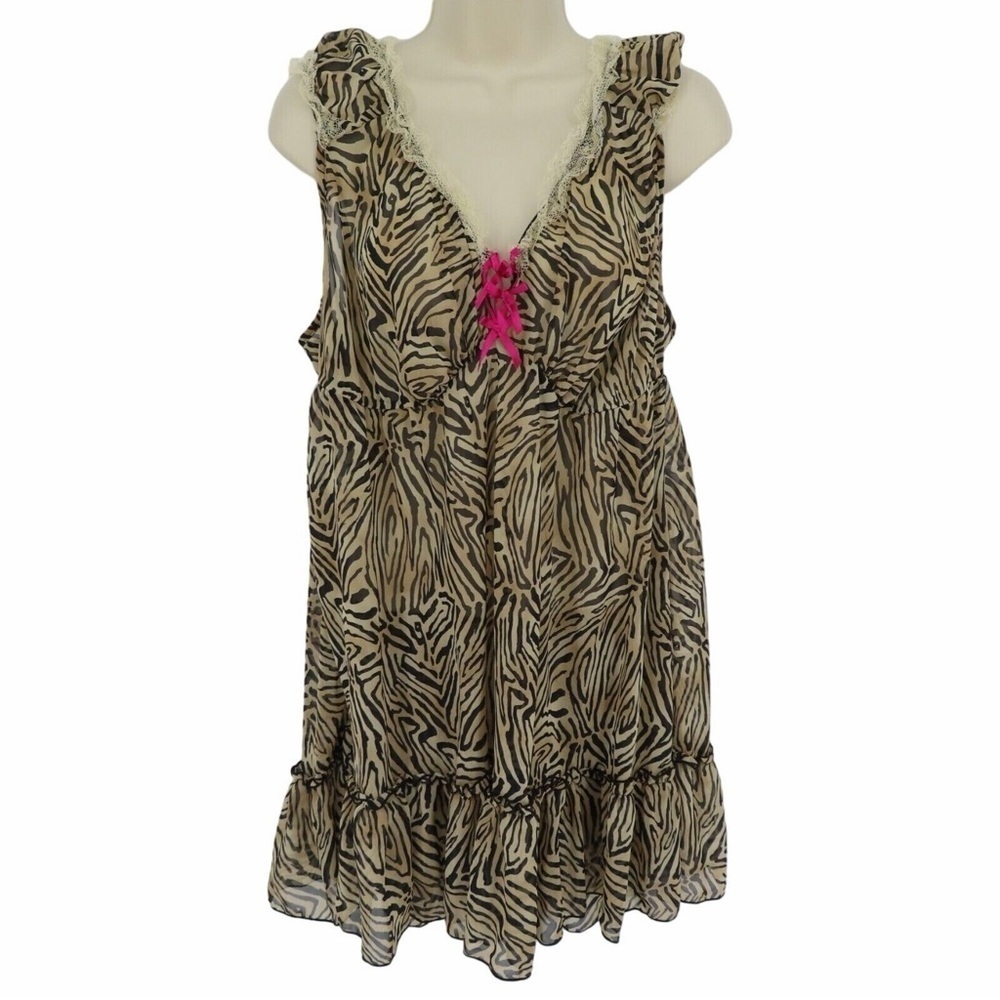 Cacique Zebra Print Chemise with Pink Accents